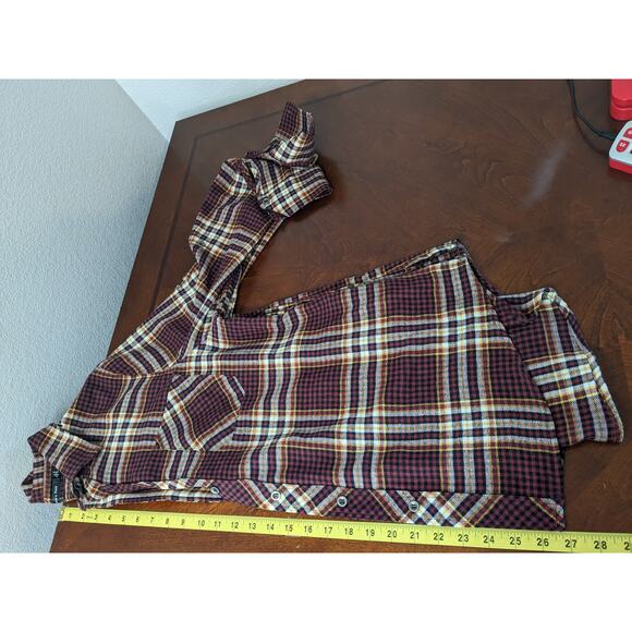 Doe & Rae Button Up Shirt L Red Yellow Plaid Flannel Long Sleeve Collared 12340T - Picture 8 of 12